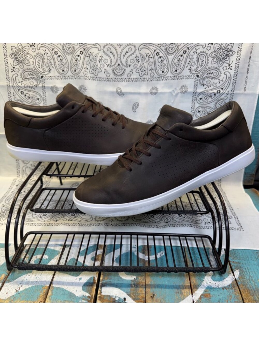 Travis Mathew Cuater Phenom Men 11 Brown Leather Shoes Sneakers Casual Comfort